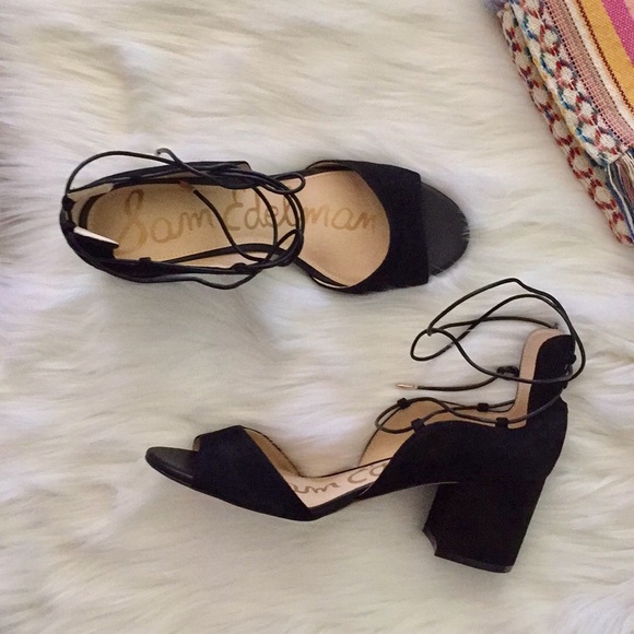 Sam Edelman NWOB Serene Suede Lace Up Block Heels - Picture 2 of 8